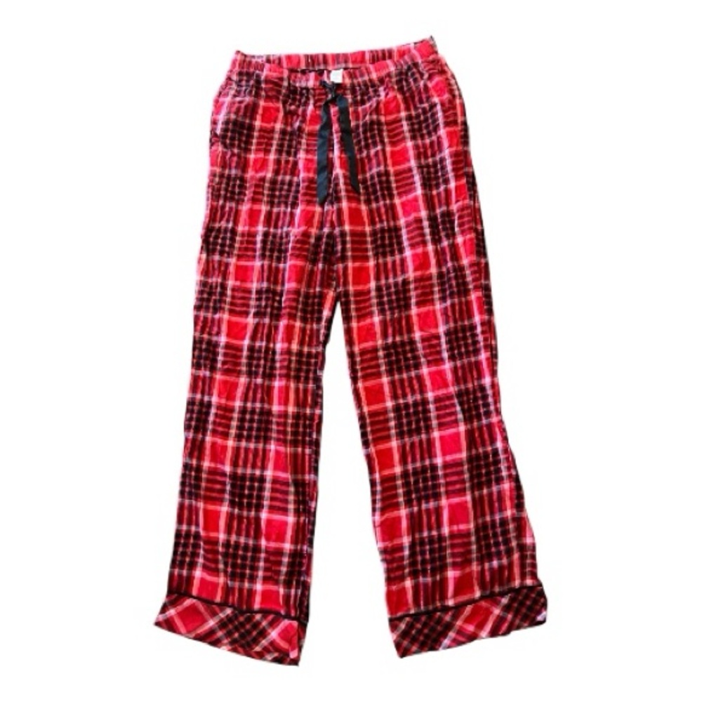 VS Red, Pink & Black Plaid Flannel Lounge Pants Size Medium Womens